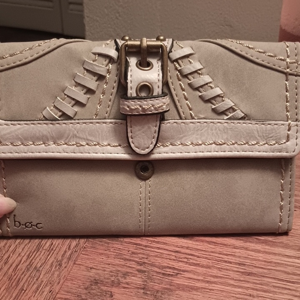 B.O.C. Cream Clutch with Buckle Detail